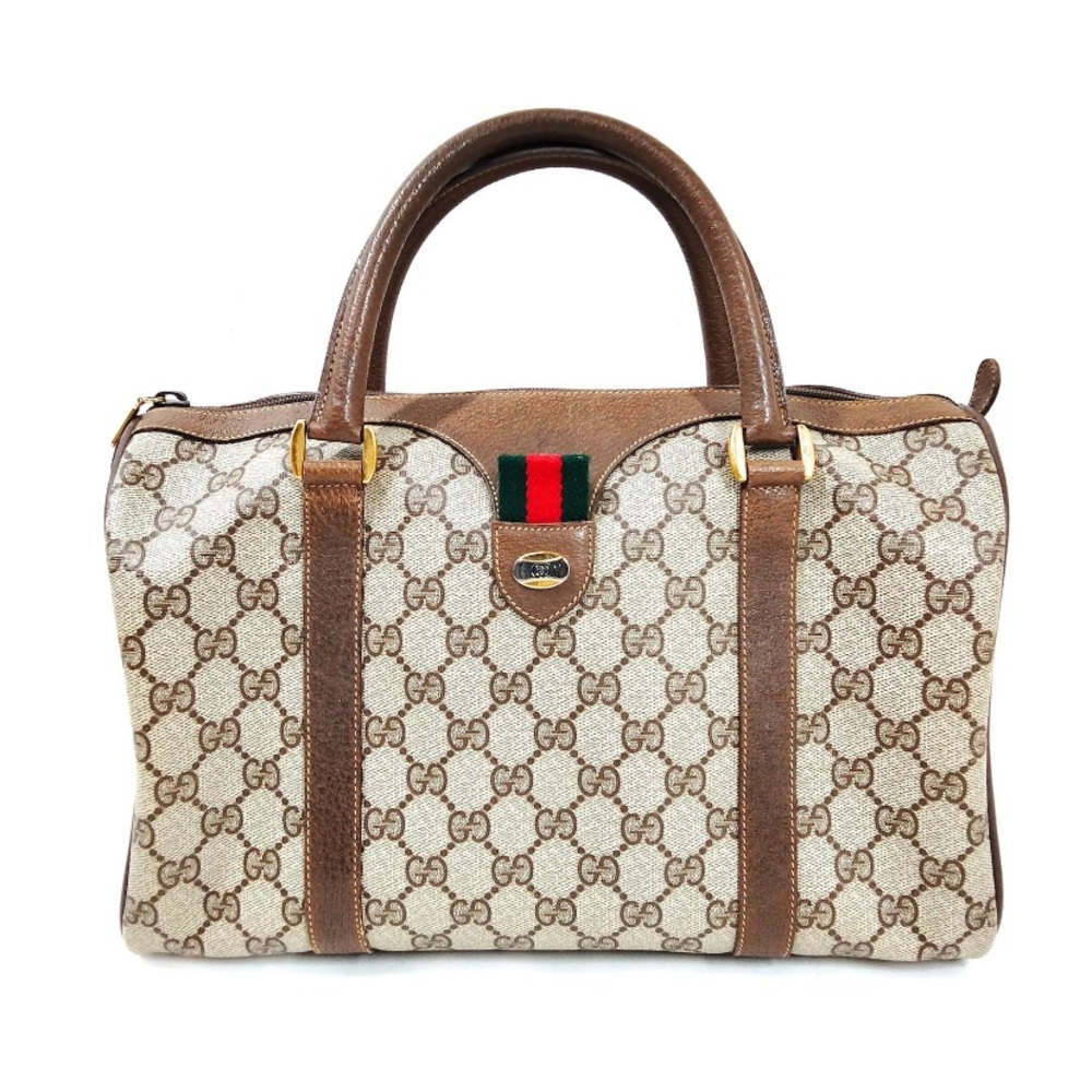 Vintage Gucci Boston PVC hand bag Sherry Line brown